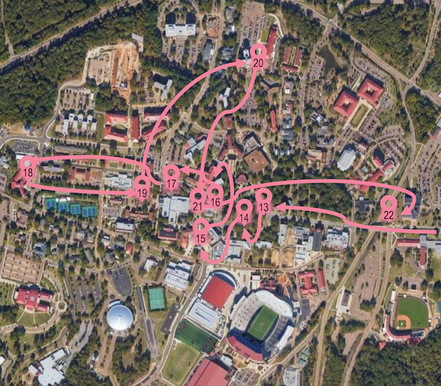 Ole Miss marked with clues